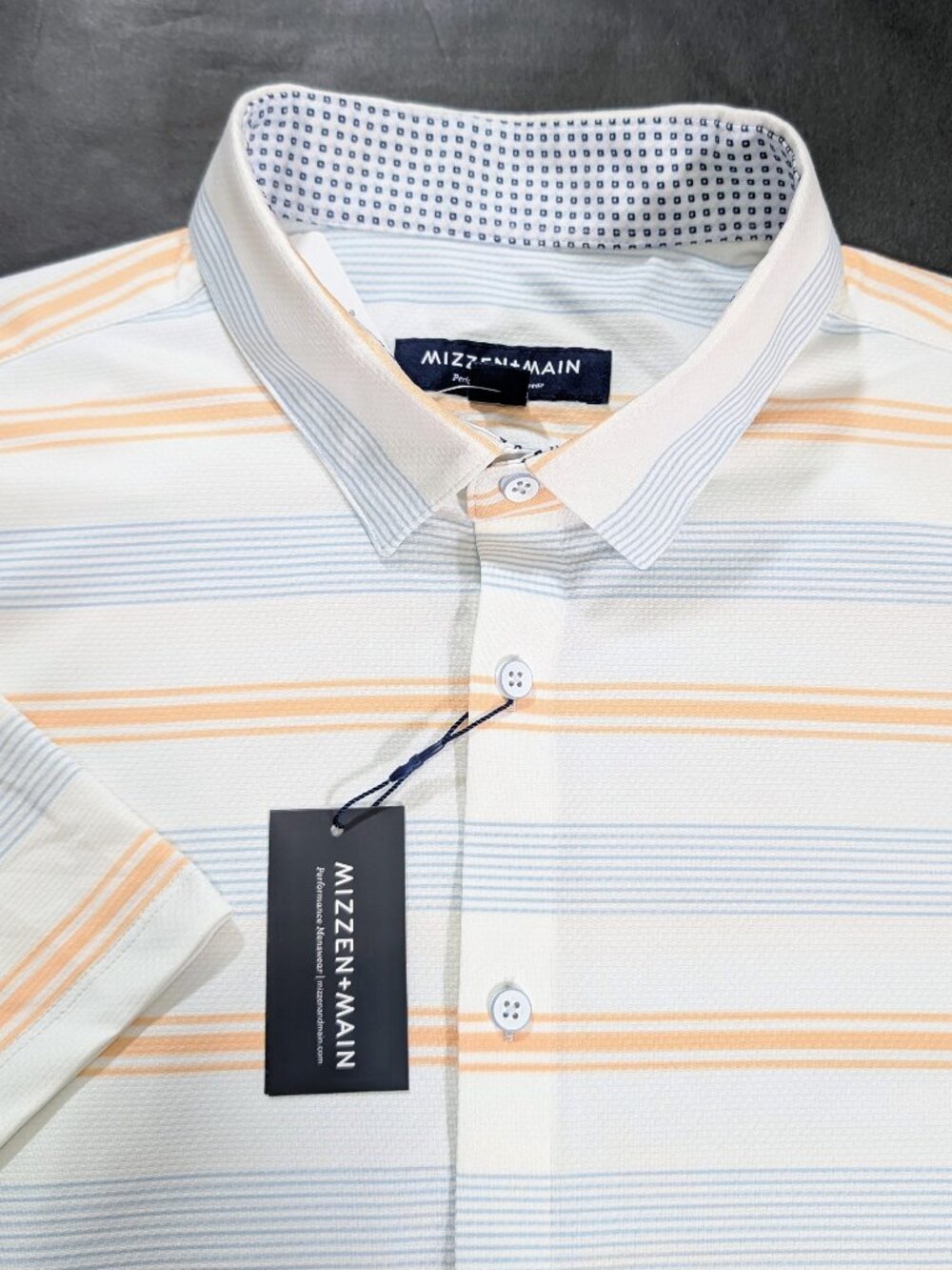 Mizzen + Main Peach Multi Stripe Halyard Short Sleeve Shirt Size XL Classic Fit